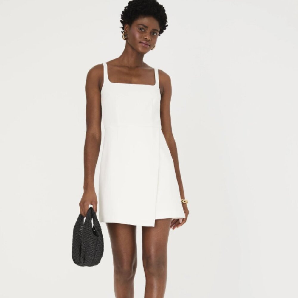 French Connection Whisper Strappy Envelope White Grad Dress